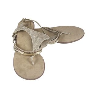 New York Transit Gold Sparkle and Crystal Sandals NWOT Beach Summer Wedding